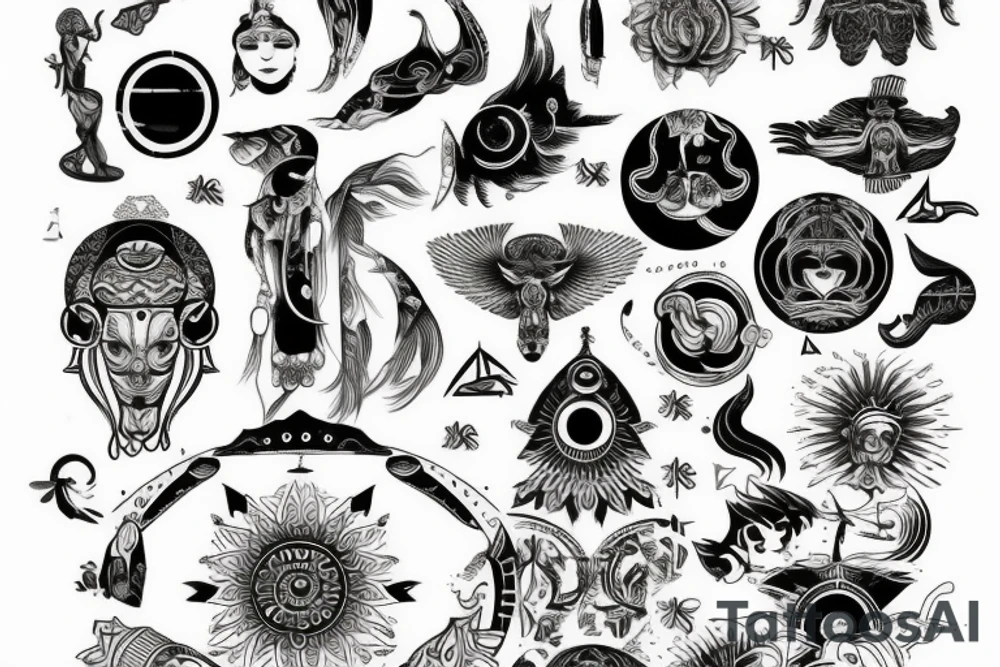 astrology, fine lines, spiritual tattoo idea