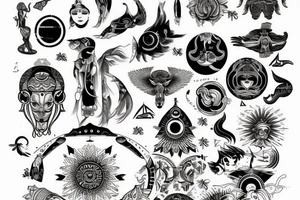 astrology, fine lines, spiritual tattoo idea