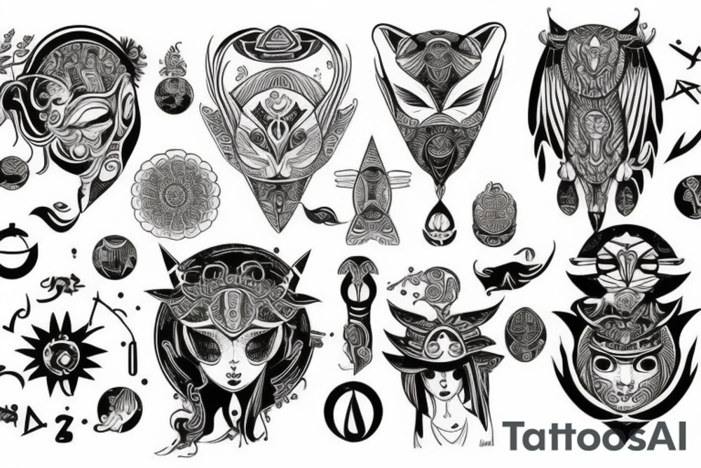 astrology, fine lines, spiritual tattoo idea