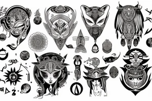 astrology, fine lines, spiritual tattoo idea