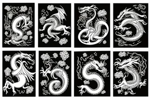 Dragon made out of flowers flying across an ocean sunset background tattoo idea