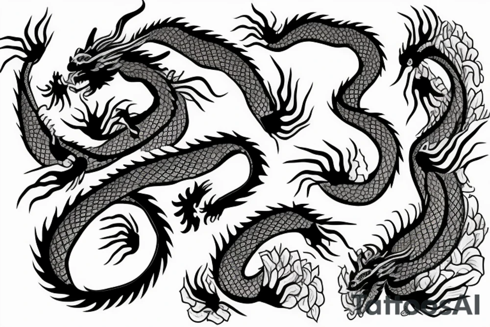 Dragon with flowers tattoo idea