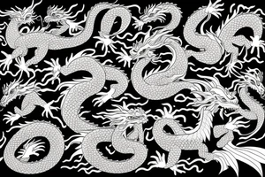 Japenese inspired dragon surrounded by flowers tattoo idea