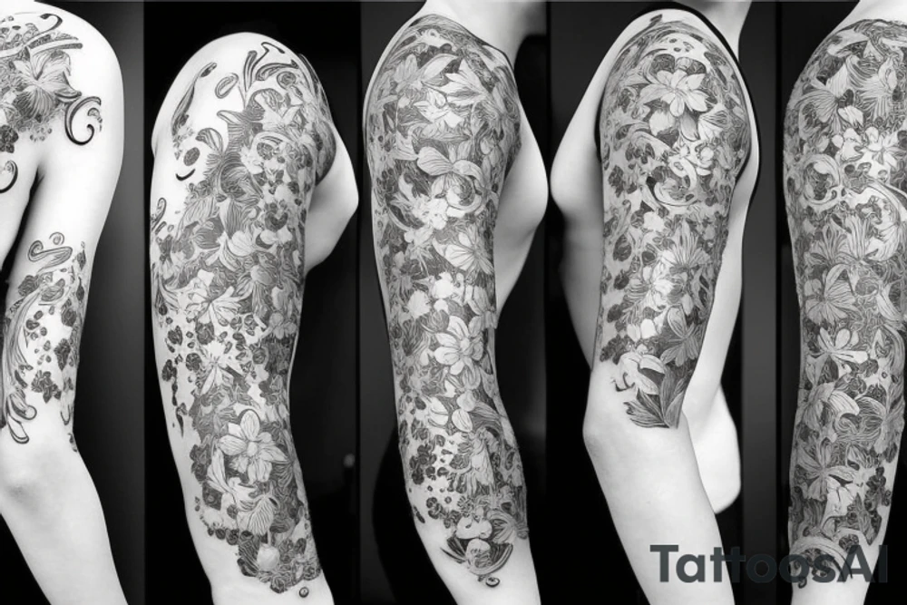 An elegant half horse surrounded by flowers tattoo idea
