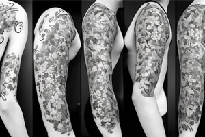 An elegant half horse surrounded by flowers tattoo idea