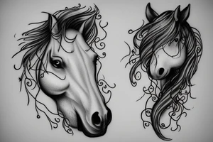 A horse head fading away into wisps tattoo idea