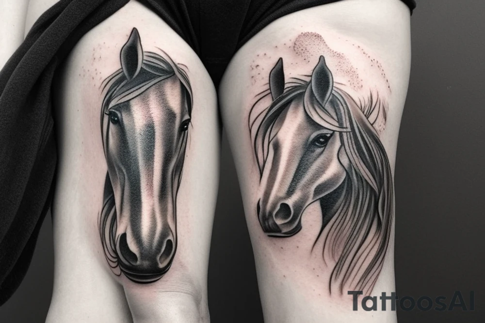 A horse head fading away into wisps tattoo idea