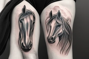 A horse head fading away into wisps tattoo idea
