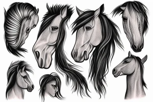 A horse head fading away into wisps tattoo idea