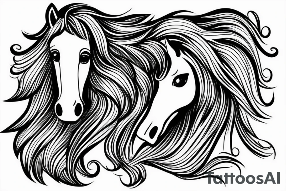 A horse head fading away into wisps like the wind tattoo idea
