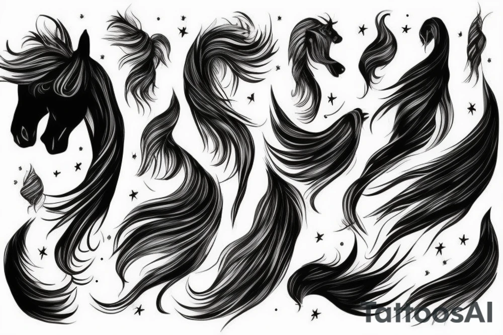 A horse head fading away into wisps like the wind tattoo idea