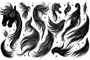 A horse head fading away into wisps like the wind tattoo idea