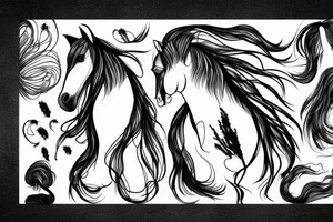 A horse head fading away into wisps like the wind tattoo idea