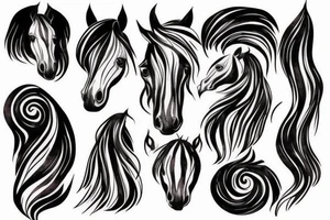 A horse head fading away into wisps like the wind tattoo idea