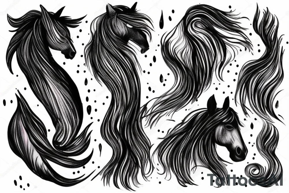 A horse head fading away into wisps like the wind tattoo idea