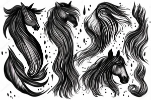 A horse head fading away into wisps like the wind tattoo idea
