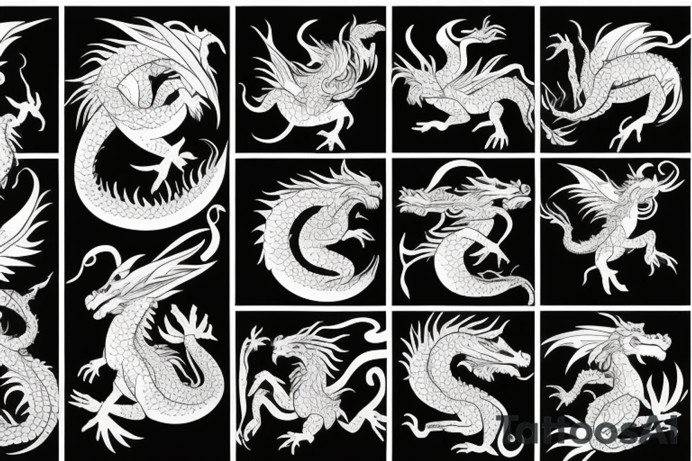 A mythical dragon made up of flowers flying through the sky tattoo idea