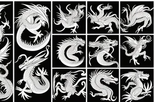 A mythical dragon made up of flowers flying through the sky tattoo idea