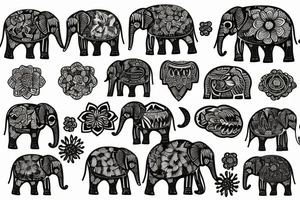 A elephant surrounded by flowers tattoo idea