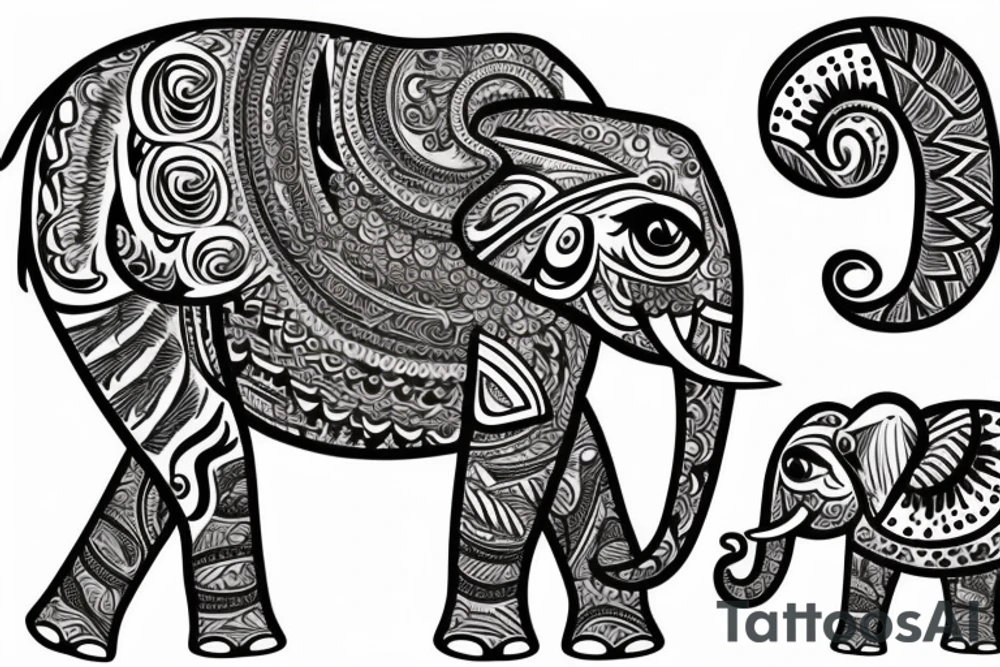 A elephant surrounded by flowers tattoo idea