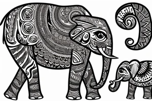 A elephant surrounded by flowers tattoo idea