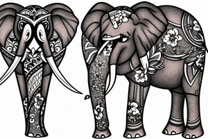 A elephant surrounded by flowers tattoo idea
