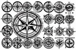 A compass with waves flowing around it tattoo idea