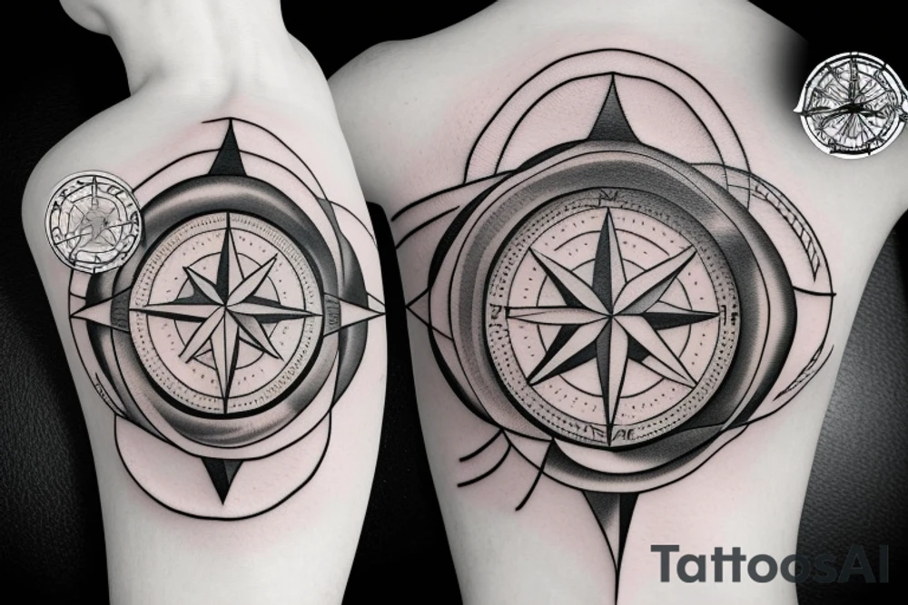 A compass with waves flowing around it tattoo idea