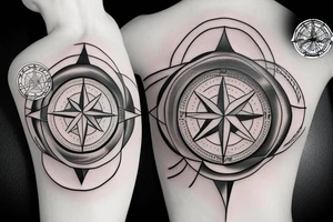 A compass with waves flowing around it tattoo idea