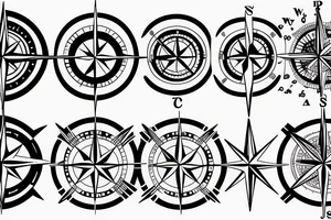 A compass with waves flowing around it tattoo idea