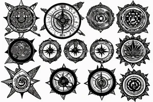 A compass surrounded by water and lotus flowers tattoo idea