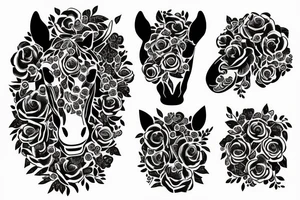 A horse head fading away into flowers tattoo idea