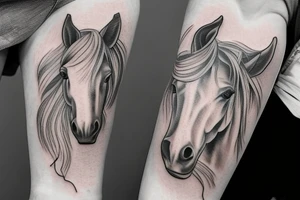A horse head fading away into flowers tattoo idea