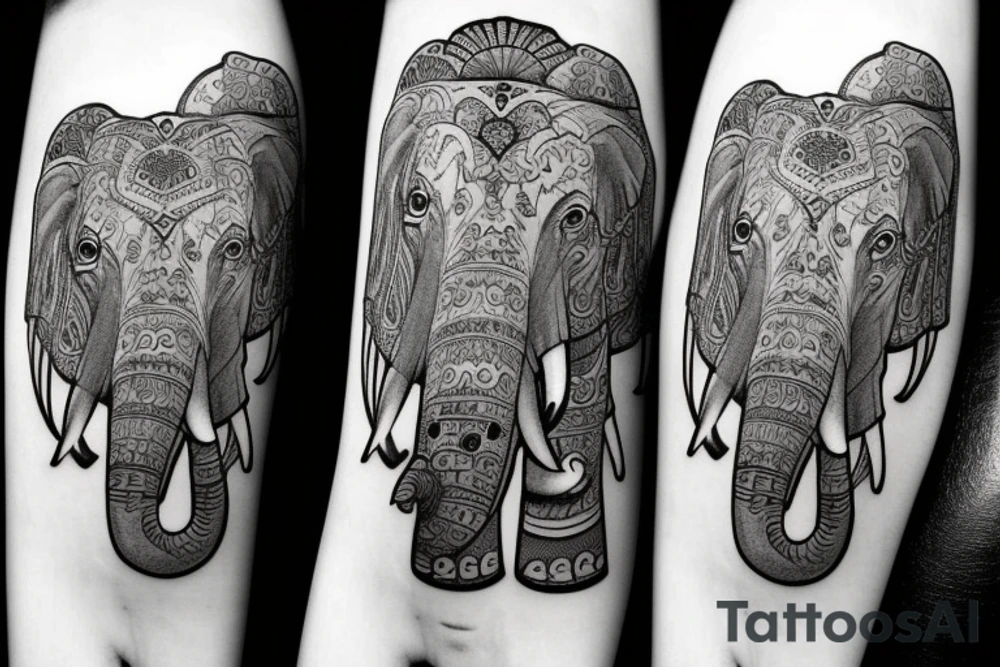 An elephant surrounded by lotus flowers tattoo idea