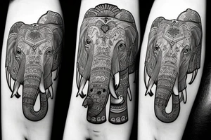 An elephant surrounded by lotus flowers tattoo idea