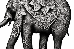 An elephant surrounded by lotus flowers tattoo idea