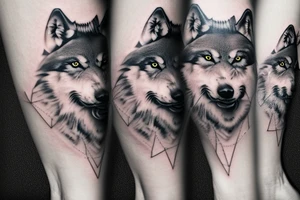 Pack of wolves in the woods with baby wolves tattoo idea