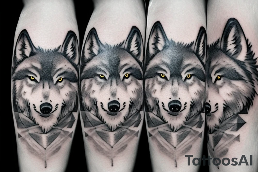 Pack of wolves in the woods with baby wolves tattoo idea