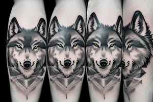 Pack of wolves in the woods with baby wolves tattoo idea