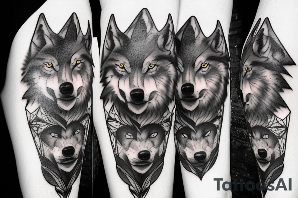 Pack of wolves in the woods tattoo idea