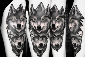 Pack of wolves in the woods tattoo idea
