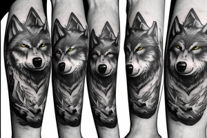 Pack of wolves in the woods tattoo idea