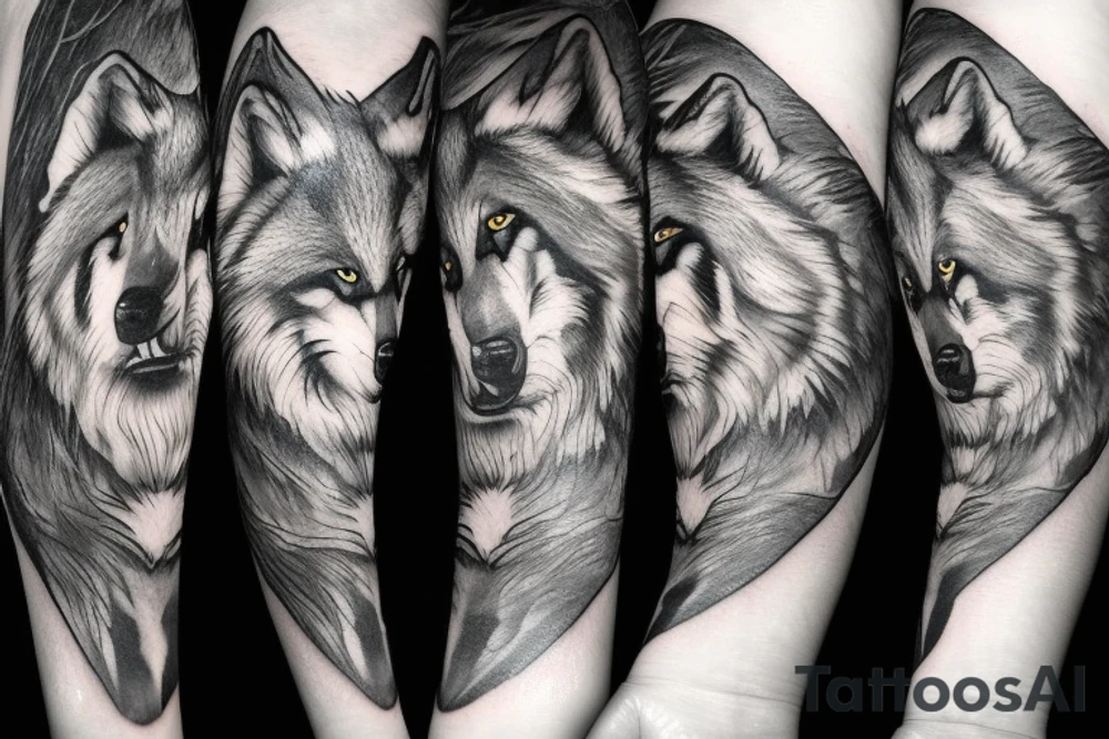 Pack of wolves in the woods tattoo idea
