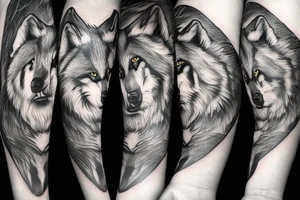 Pack of wolves in the woods tattoo idea