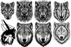 Half wolf half lion tattoo idea