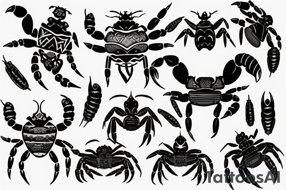 Crab and scorpion tattoo idea