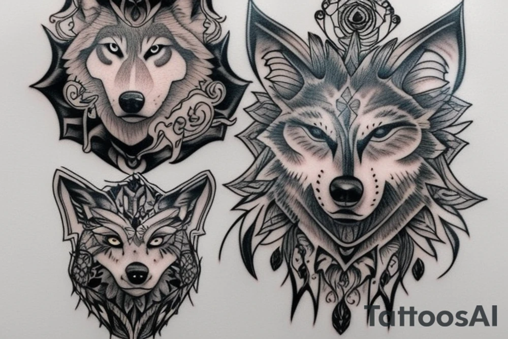 Wolf chest tattoo idea