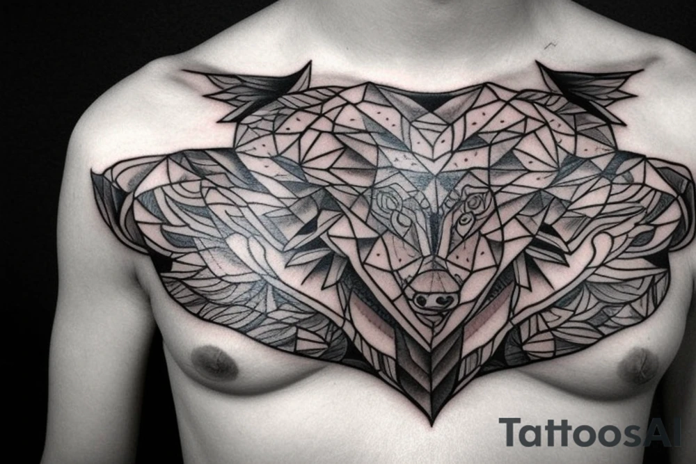 Wolf chest tattoo idea