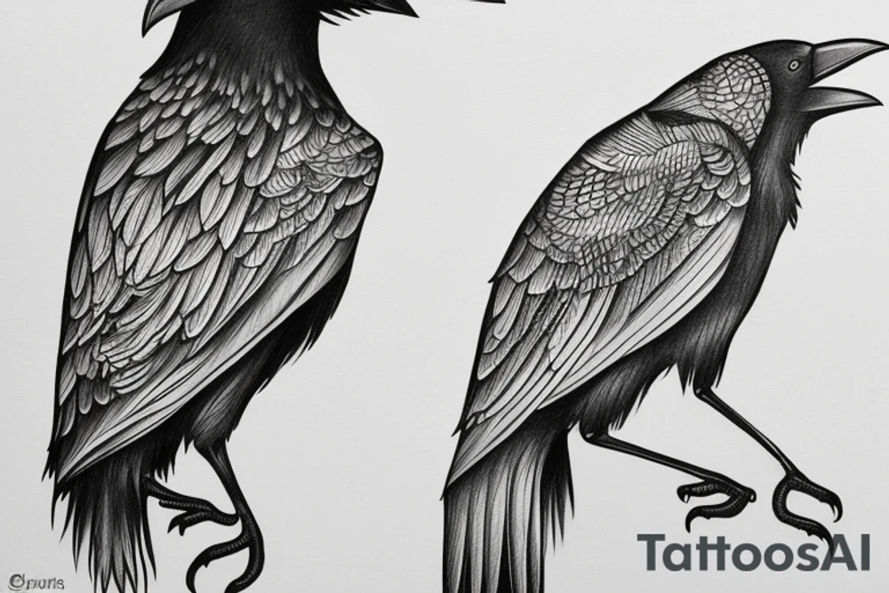 Crow symbolizing new beginings and referrence to sabah with some fleeting crows and an eternal sun for an arm piece tattoo idea