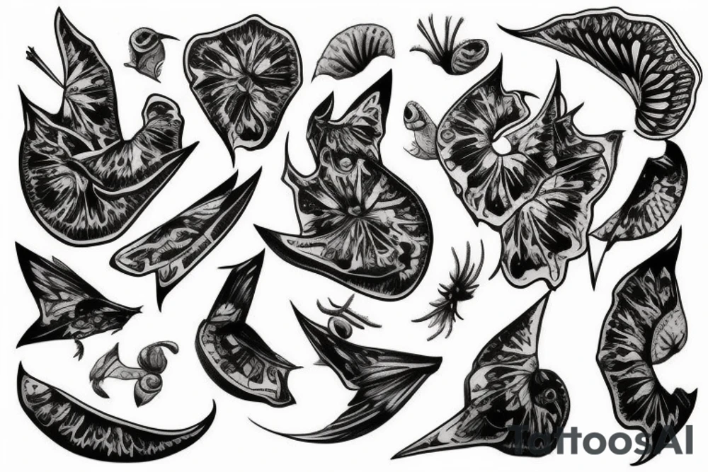 fleeting crows and rafflesia tattoo idea